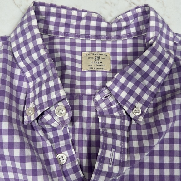 J Crew Purple Gingham Button Down - Large - Picture 2 of 4